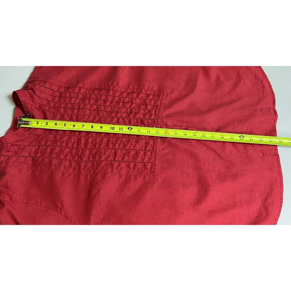 Ralph Lauren Women's 100% Linen Red Pintuck Mandarin Collar Blouse Top Size 2X - Picture 9 of 12